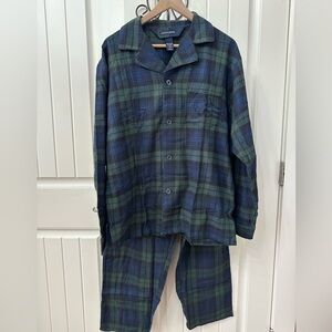Knightsbridge Men's Plaid Pajama Set - Green Navy Blue sz Med Flannel Cozy